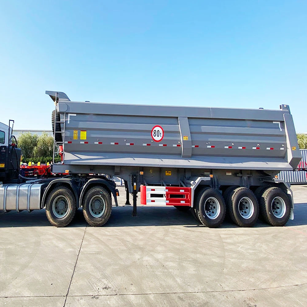 60 80 Tons 3 4 Axles Rear Dumper Trailers End Tipper Truck Tractor Hydraulic Dump Semi Trailer
